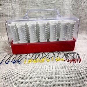 Remington C-20 Electric Hot Roller Set 20 Rollers 3 Sizes Color Coded Clips Red